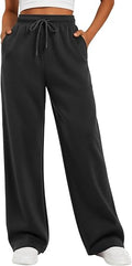 Womens Sweatpants Fleece Wide Leg Lined Baggy Lounge Sweat Pants Cotton Straight Leg High Waisted Comfort Casual Warm Fall Winter Workout Gym
