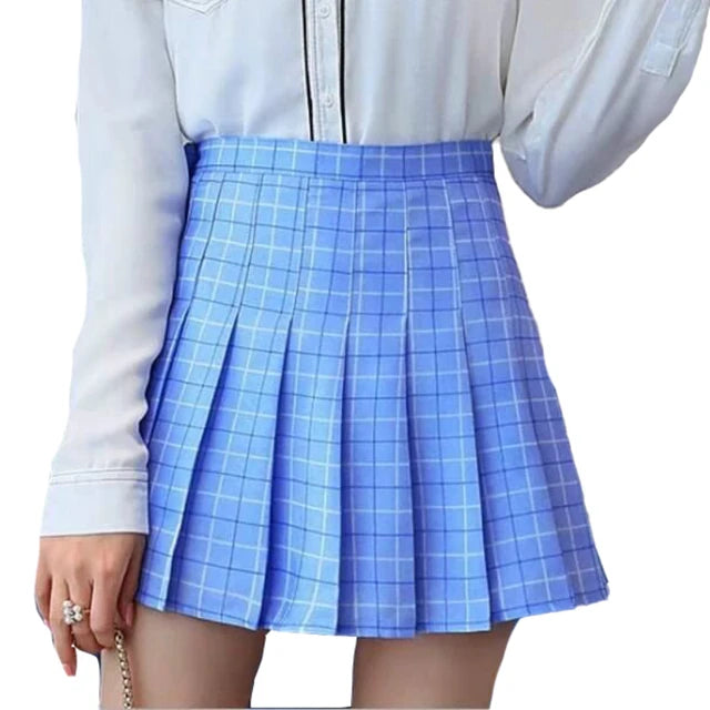 Plaid Mini Skirts Women Summer High Waist Pleated Lolita Skirt Student Fashion JK Japan Uniforms A Line Harajuku Dancing Faldas
