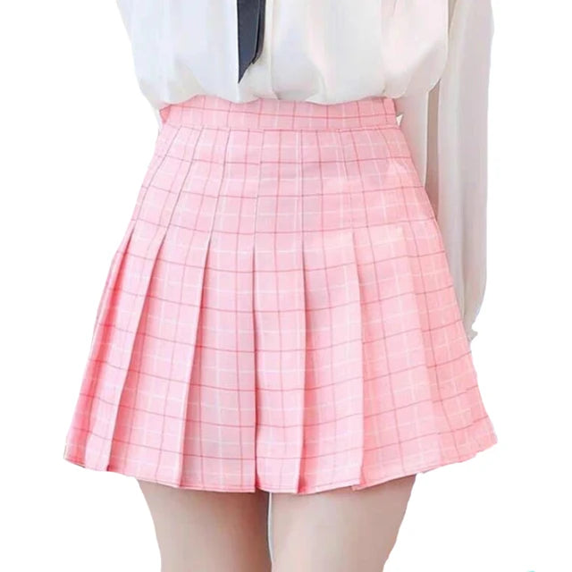 Plaid Mini Skirts Women Summer High Waist Pleated Lolita Skirt Student Fashion JK Japan Uniforms A Line Harajuku Dancing Faldas