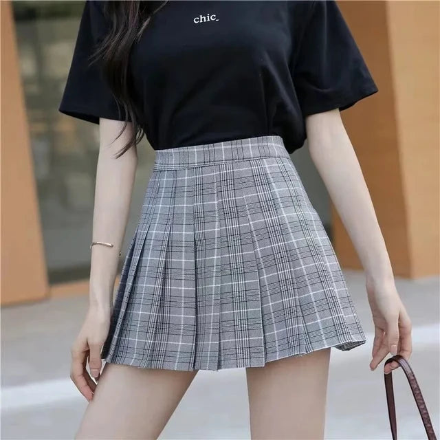 Plaid Mini Skirts Women Summer High Waist Pleated Lolita Skirt Student Fashion JK Japan Uniforms A Line Harajuku Dancing Faldas