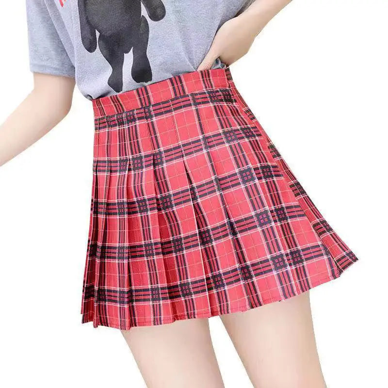Plaid Mini Skirts Women Summer High Waist Pleated Lolita Skirt Student Fashion JK Japan Uniforms A Line Harajuku Dancing Faldas